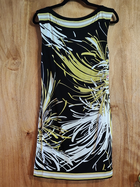 Trina Turk Dresses & Skirts - Trina Turk Felana Jersey Sheath Dress Spider Mum Black Chartreuse Bateau Neck 4